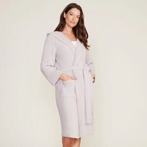 Barefoot Dreams CozyChic Ribbed Hooded Robe Gray Size 2